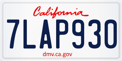 CA license plate 7LAP930