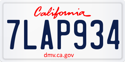 CA license plate 7LAP934