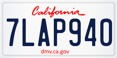 CA license plate 7LAP940