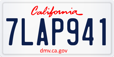 CA license plate 7LAP941