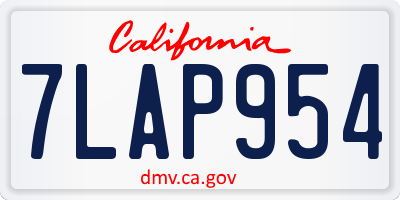 CA license plate 7LAP954