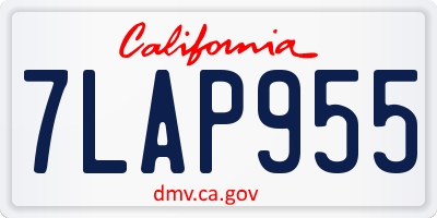 CA license plate 7LAP955
