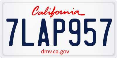 CA license plate 7LAP957