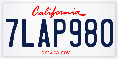 CA license plate 7LAP980