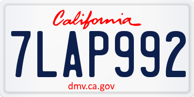 CA license plate 7LAP992