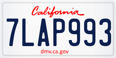 CA license plate 7LAP993