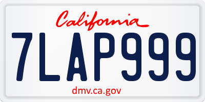 CA license plate 7LAP999
