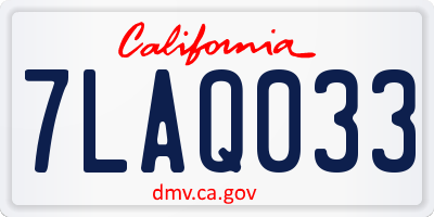 CA license plate 7LAQ033