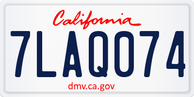 CA license plate 7LAQ074