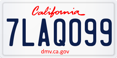 CA license plate 7LAQ099