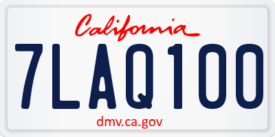 CA license plate 7LAQ100