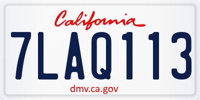 CA license plate 7LAQ113
