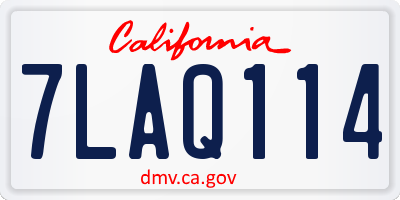 CA license plate 7LAQ114