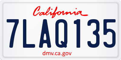 CA license plate 7LAQ135
