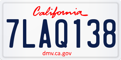 CA license plate 7LAQ138