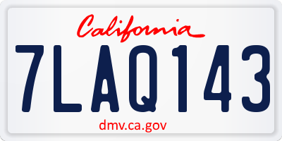 CA license plate 7LAQ143