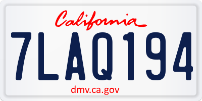 CA license plate 7LAQ194