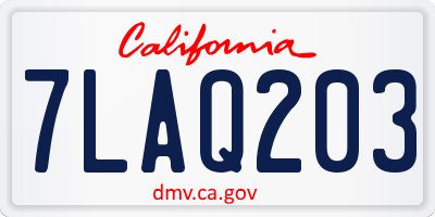 CA license plate 7LAQ203
