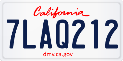 CA license plate 7LAQ212