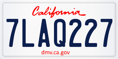 CA license plate 7LAQ227