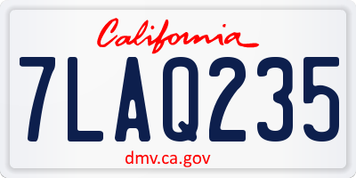 CA license plate 7LAQ235