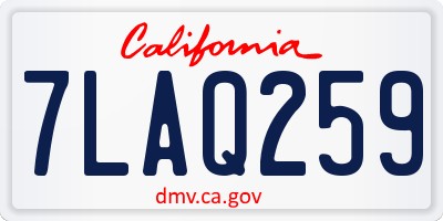 CA license plate 7LAQ259