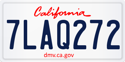 CA license plate 7LAQ272