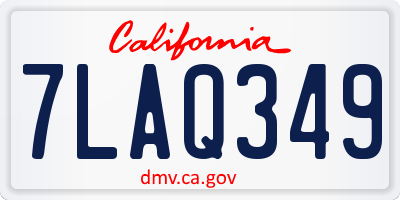 CA license plate 7LAQ349