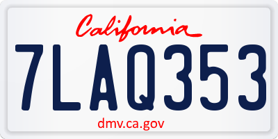CA license plate 7LAQ353