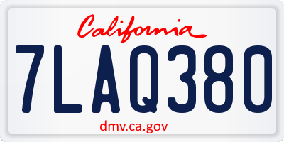 CA license plate 7LAQ380