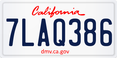 CA license plate 7LAQ386