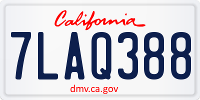 CA license plate 7LAQ388