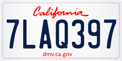 CA license plate 7LAQ397