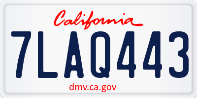 CA license plate 7LAQ443