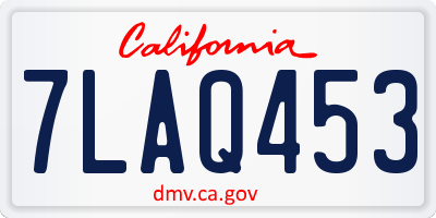 CA license plate 7LAQ453