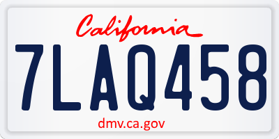 CA license plate 7LAQ458