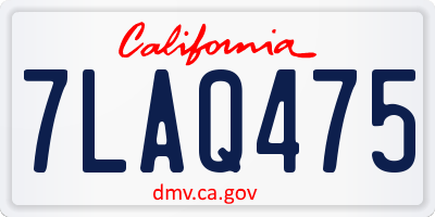 CA license plate 7LAQ475