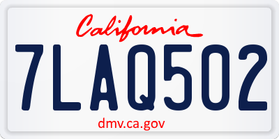 CA license plate 7LAQ502