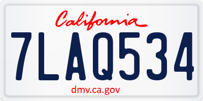 CA license plate 7LAQ534