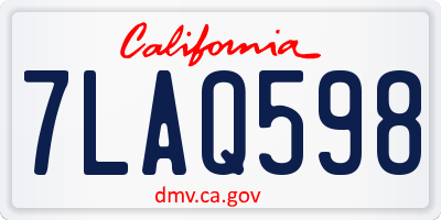 CA license plate 7LAQ598