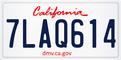 CA license plate 7LAQ614