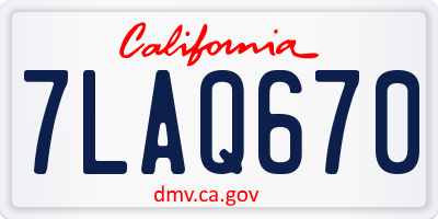 CA license plate 7LAQ670