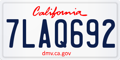 CA license plate 7LAQ692