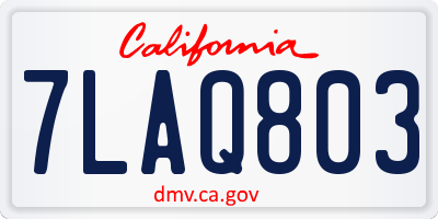 CA license plate 7LAQ803