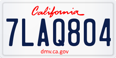 CA license plate 7LAQ804