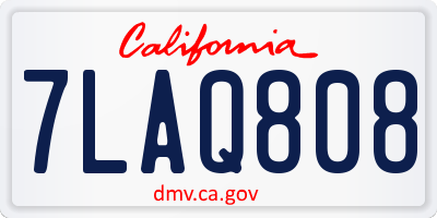 CA license plate 7LAQ808