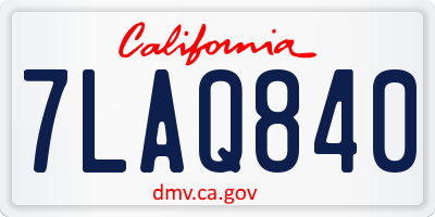 CA license plate 7LAQ840