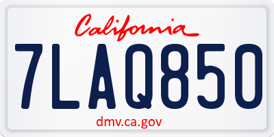 CA license plate 7LAQ850
