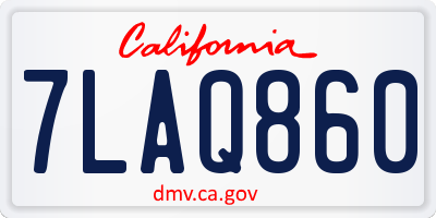 CA license plate 7LAQ860