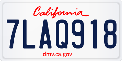 CA license plate 7LAQ918